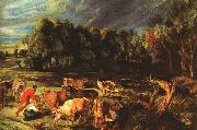 RUBENS, Pieter Pauwel Landscape with Cows oil painting reproduction